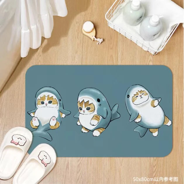 Cute cat quick-dry non-slip bath mat