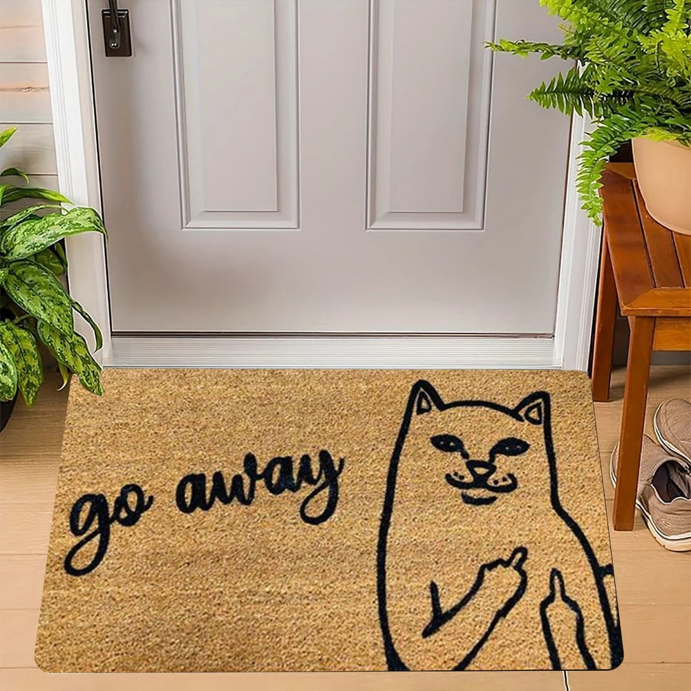 VIKAMA Funny Cat Go Away Non-Slip Doormat