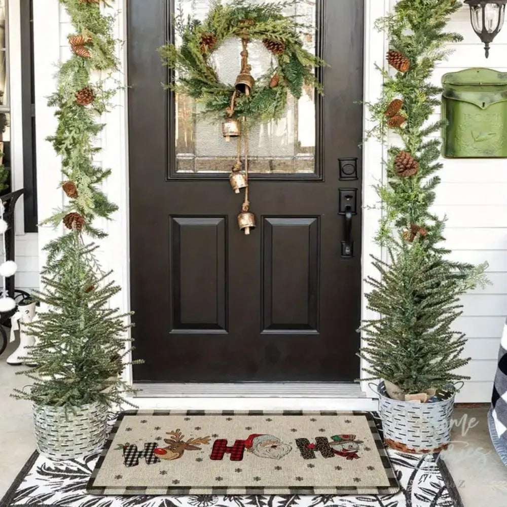 VIKAMA Christmas Happy Santa Reindeer Welcome Doormat
