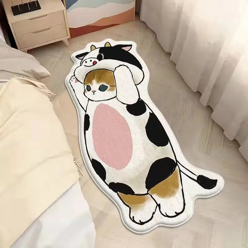 Faux Cashmere Cartoon Pet Rug Non-Slip Washable Bedroom Mat