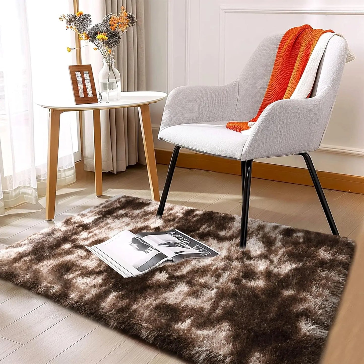 VIKAMA Silk Wool Soft Rug Bedroom Living Room Baby Room Washable Floor Mat Home Decor