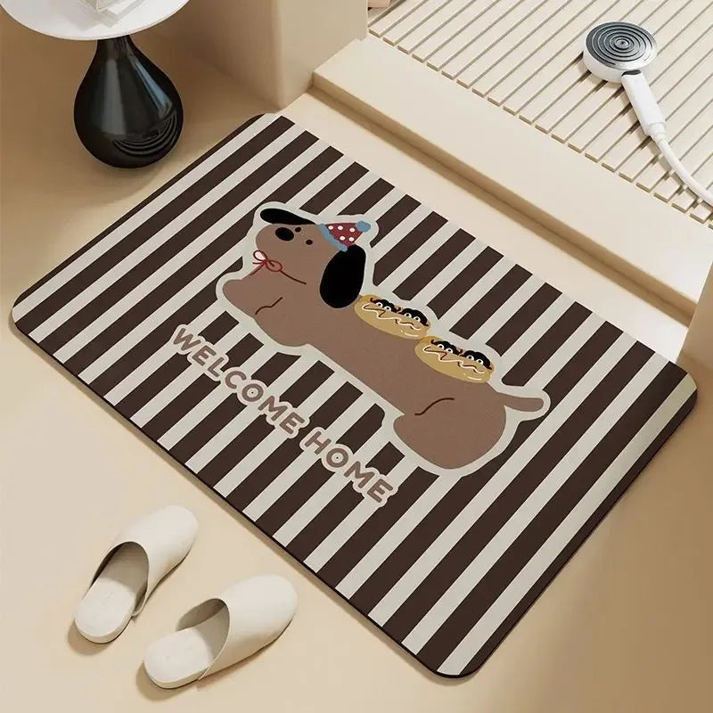 Skater Dachshund Cartoon Door Mat