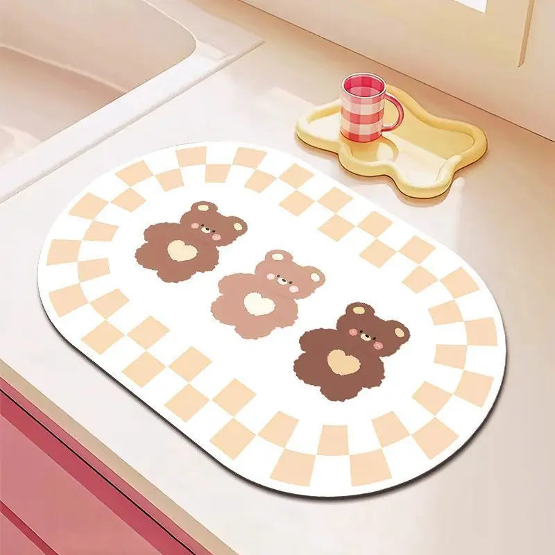 Cute diatomite non-slip quick-dry kitchen mat