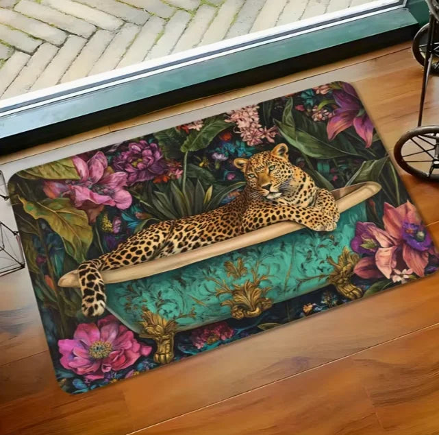 Leopard Print Flannel Animal Pattern Floor Mat