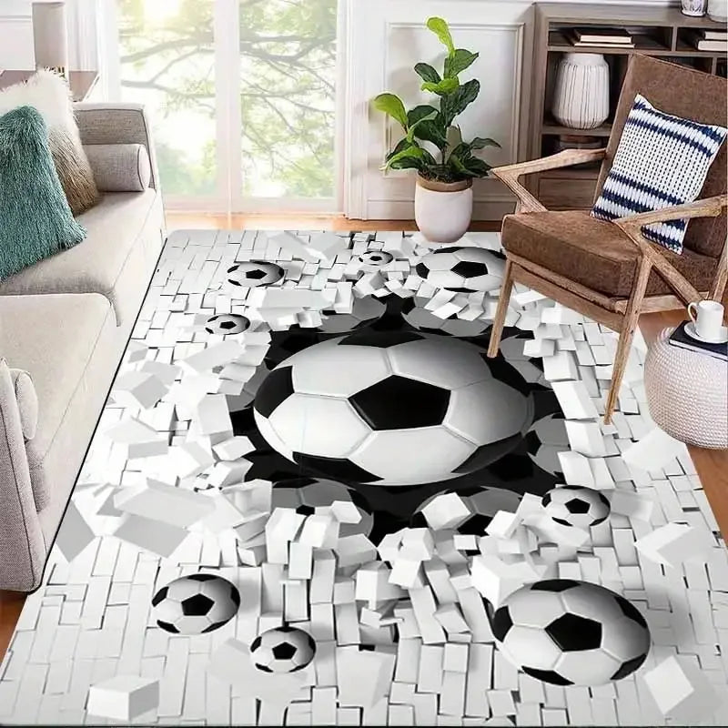 VIKAMA 3D Soccer Ball Non-Slip Play Rug