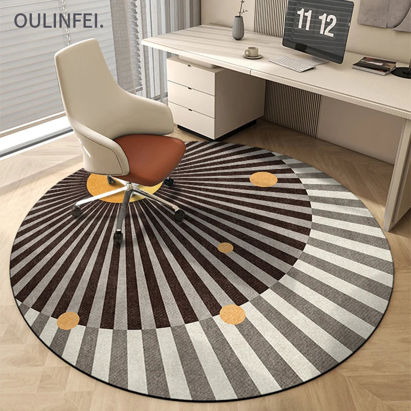 VIKAMA Modern Minimalist Round Carpet Swivel Chair Bedroom Living Room Floor Mat