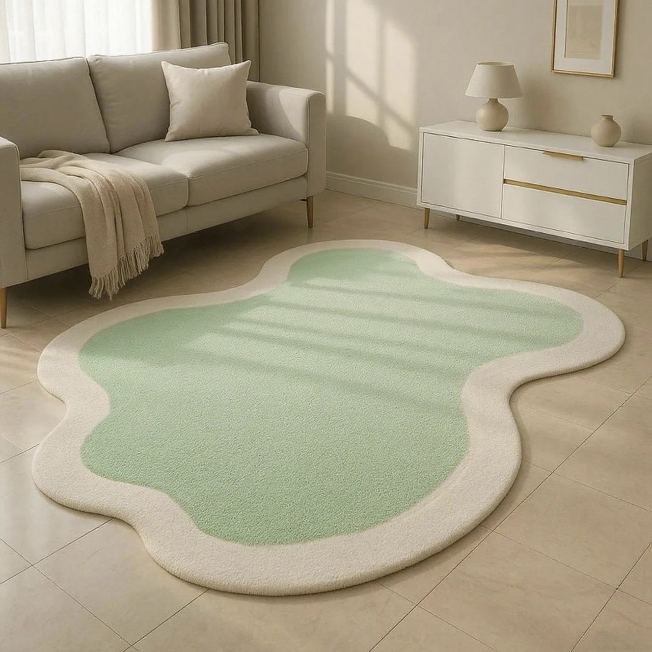 Nordic Irregular Shape Plush Washable Area Rug