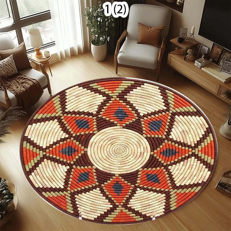 Boho Geometric Round Area Rug