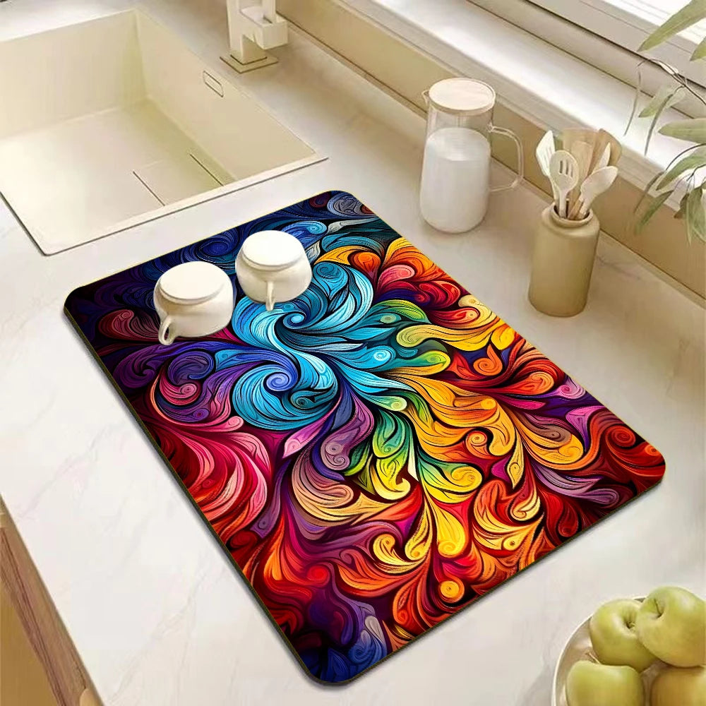Abstract Mandala Absorbent Drying Mat