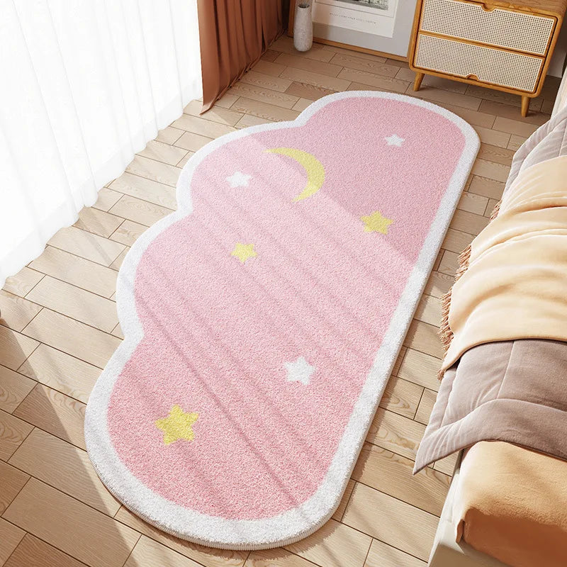 VIKAMA Cartoon Imitation Cashmere Carpet Cute Cloud Heart Bedroom Bedside Floor Mat