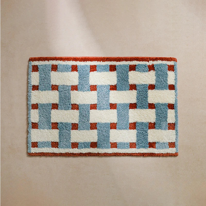 Vintage Style Bathroom Floor Mat Non-Slip Absorbent Plush Toilet Entrance Carpet