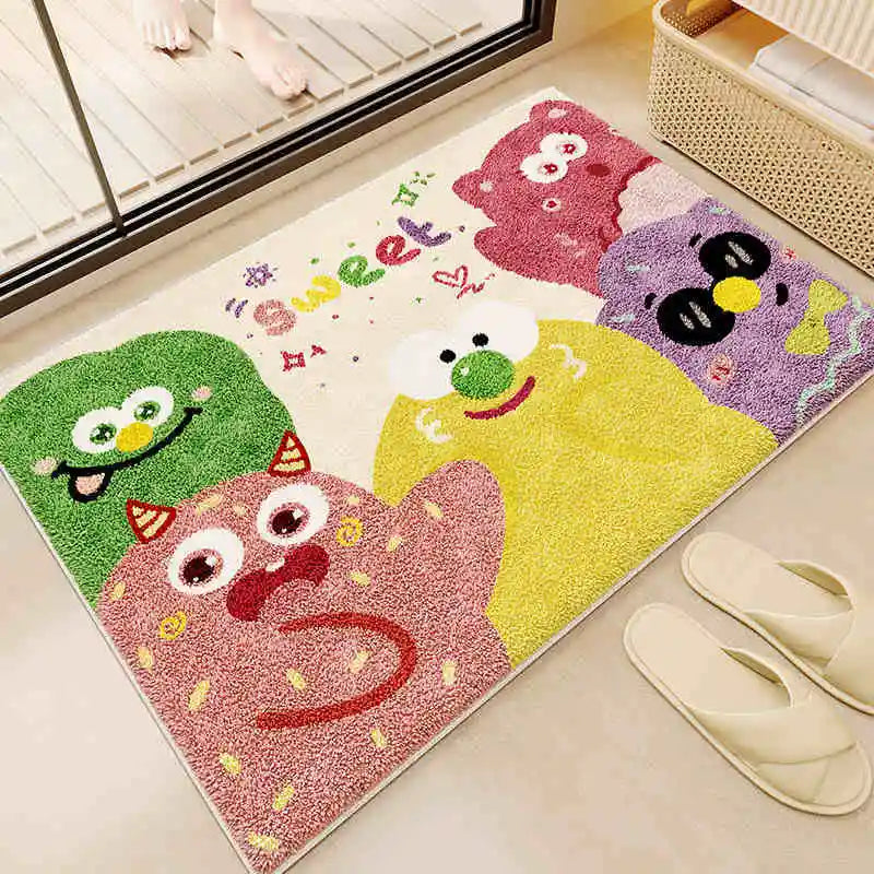 Cartoon Imitation Cashmere Bathroom Absorbent Dirt-Resistant Non-Slip Door Mat
