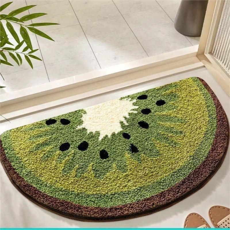VIKAMA Cute Lemon Cartoon Plush Rug Absorbent Non-Slip Bathroom Floor Mat Home Decor