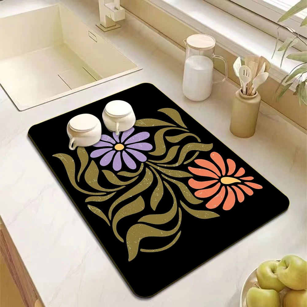 Absorbent kitchen drying drain mat