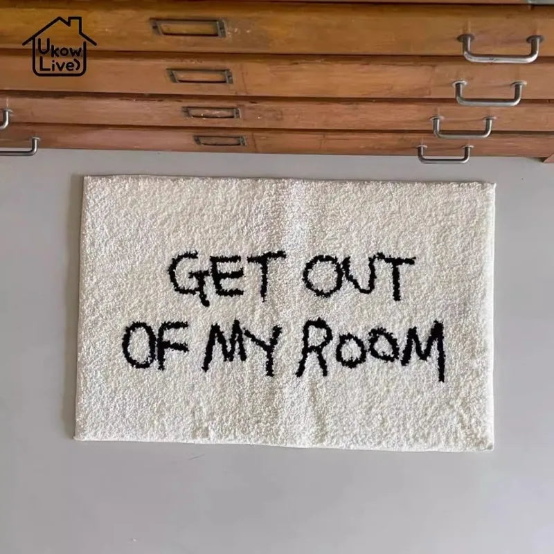 Black Letter Carpet Bedroom Bedside Living Room Floor Mat Anti-Slip Absorbent Dirt-Resistant Rug