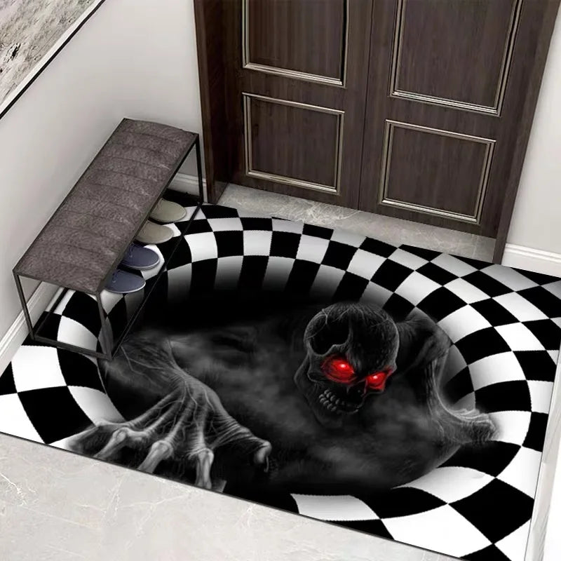 VIKAMA Halloween 3D Sewer Clown Doormat Horror Entry Door Mat Non-Slip Floor Carpet