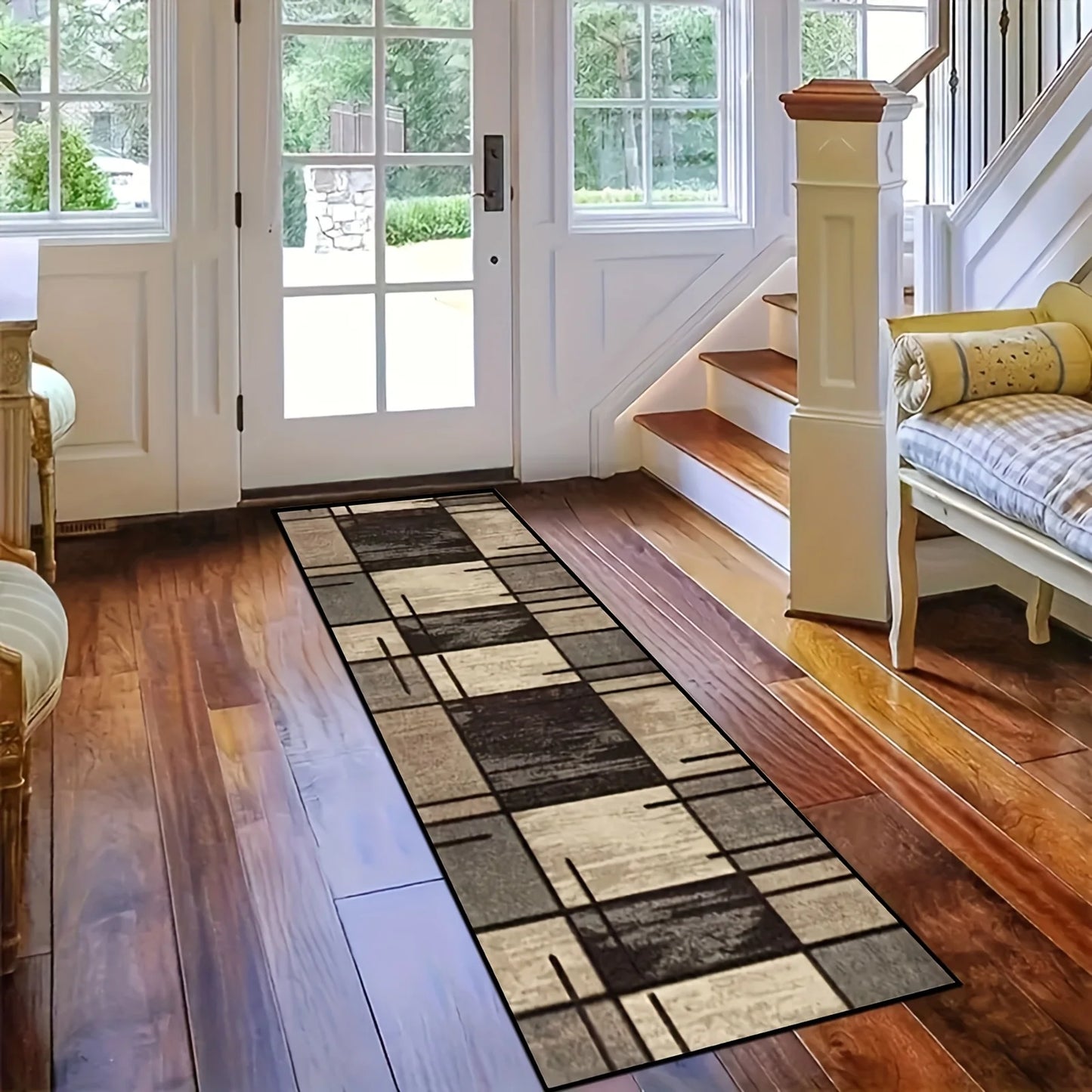 Luxury velvet hallway runner rug washable bohemian gold decor mat