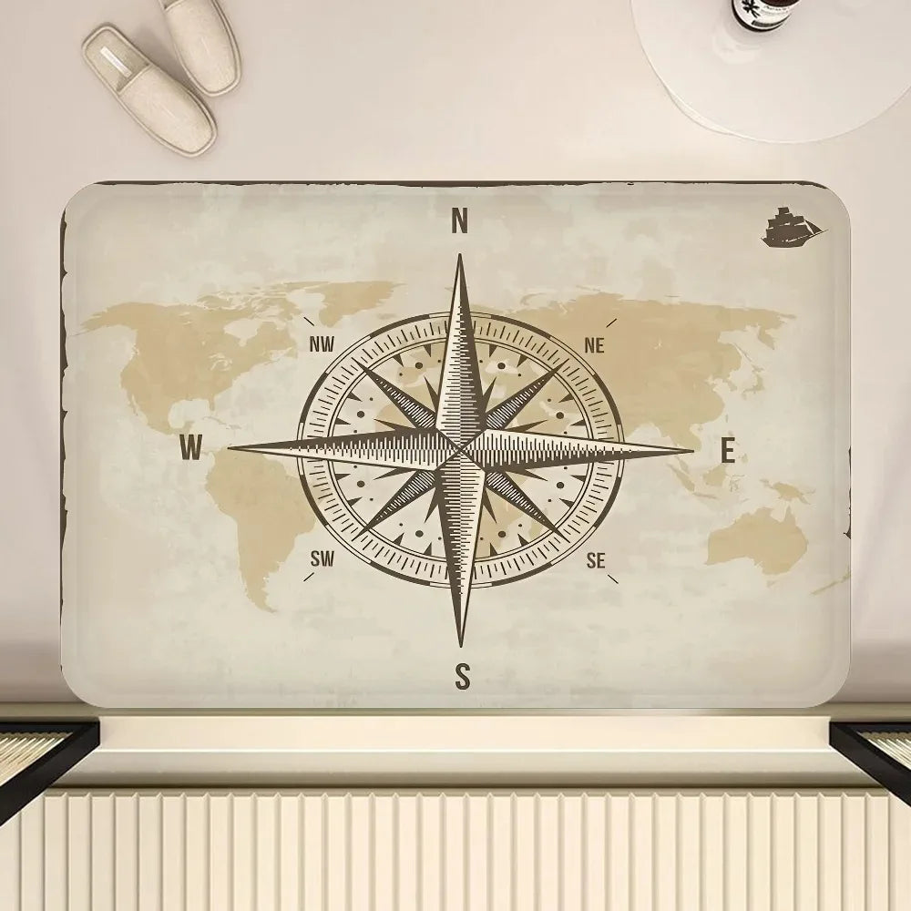 Nautical Compass Non-Slip Area Rug