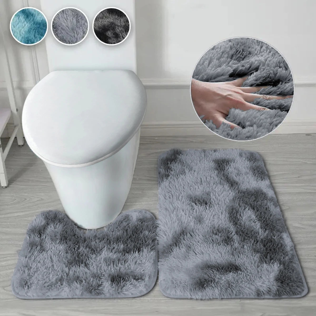 2pcs Bathroom Bath Mats Anti-Slip Water Absorbent Floor Door Mats Home Decor