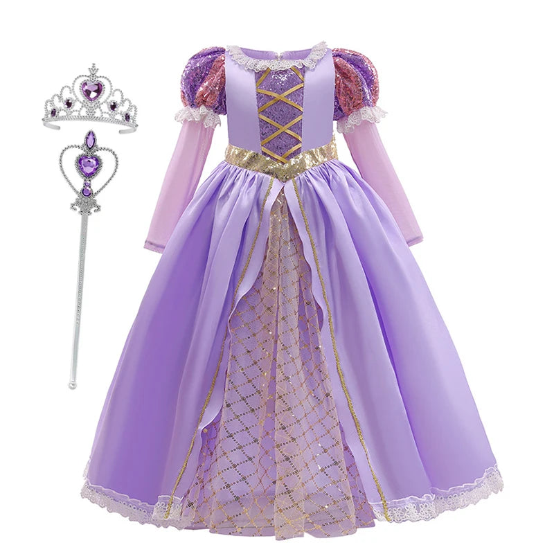 Disney Tangled Rapunzel Princess Costume Dress For Girls