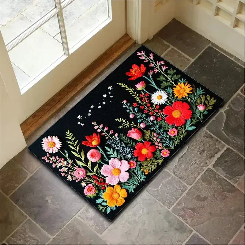 VIKAMA 3D Floral Non-Slip Entrance Mat