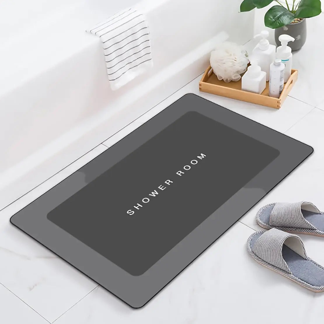 VIKAMA Diatom Mud Bathroom Mat Absorbent Non-Slip Wear-Resistant Toilet Bathtub Floor Rug Home Decor