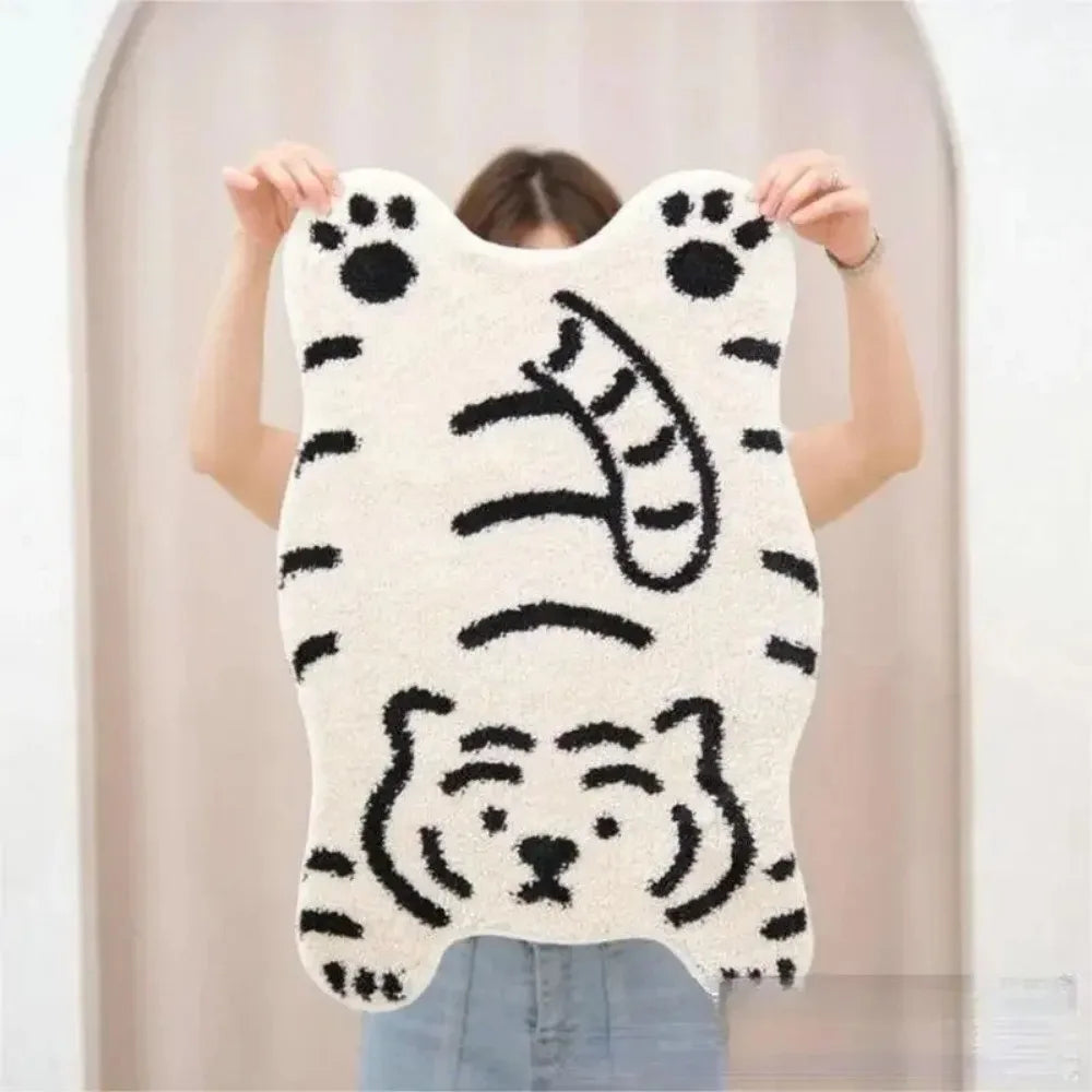 VIKAMA Cartoon Tiger Plush Rug Kids Bedroom Living Room Entry Mat Home Decor