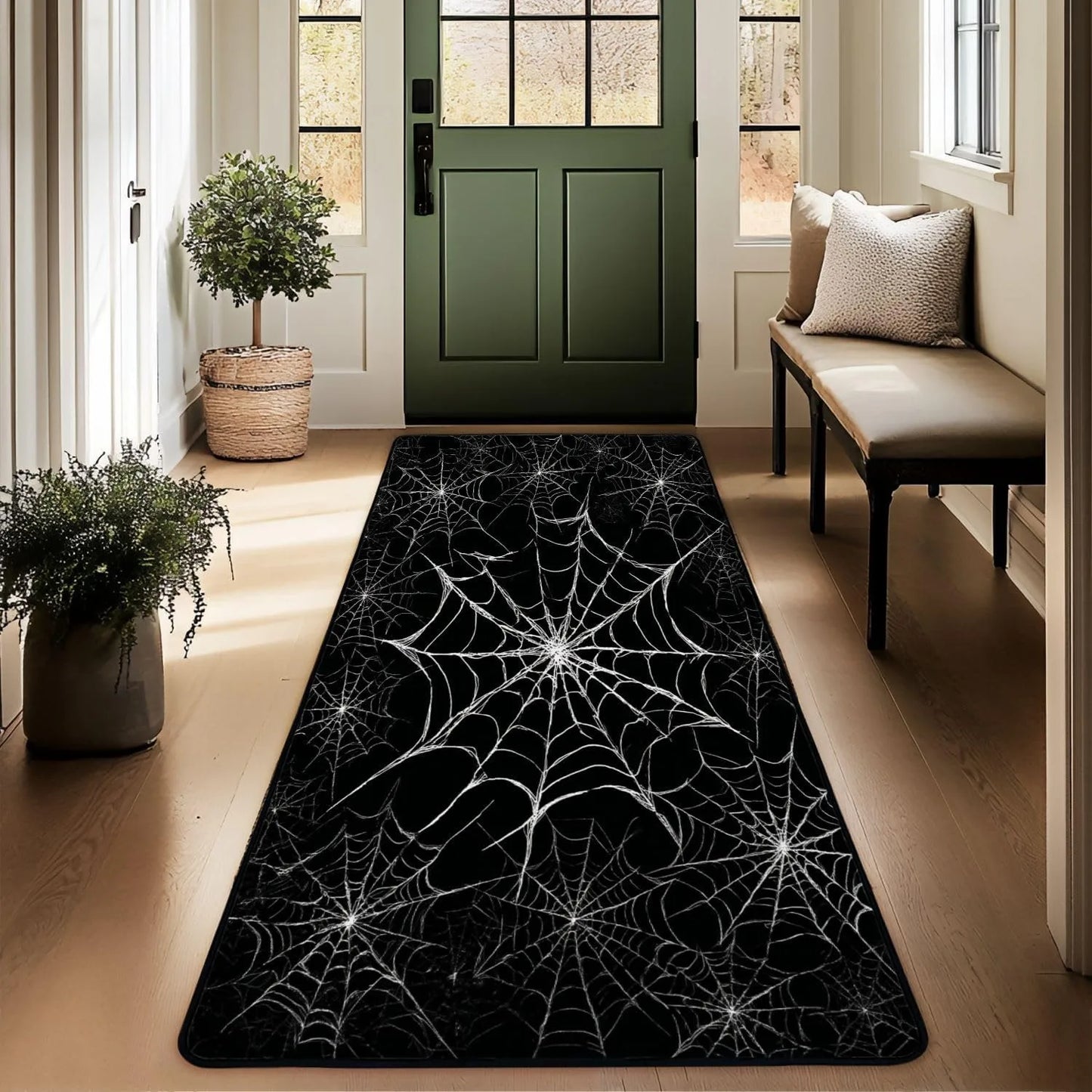 Gothic Skull Rose Runner Rug