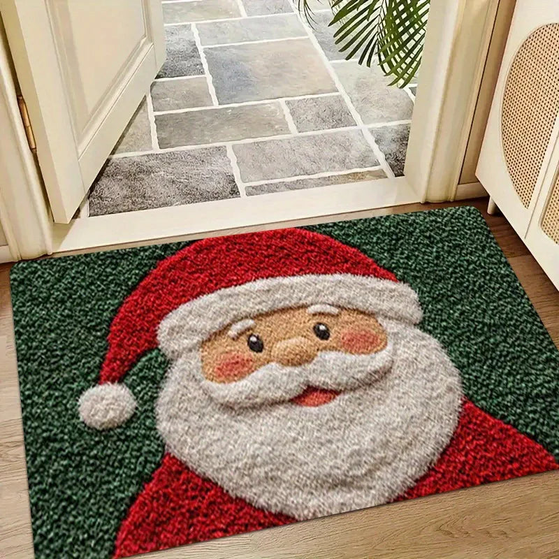 Christmas Door Mat Santa Claus Gingerbread Man Outdoor Indoor Non-Slip Holiday Rug Home Decor