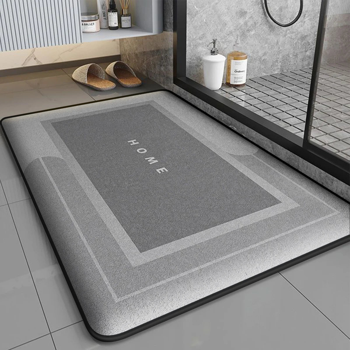 Simple Flannel Non-Slip Absorbent Bathroom Mat