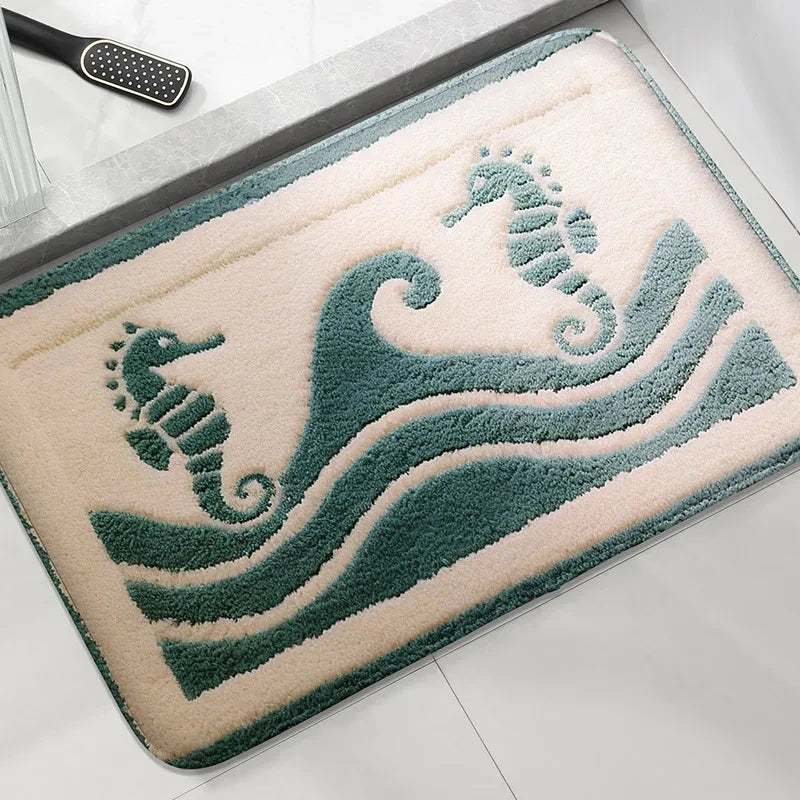 Seaside Bathroom Anti-Slip Floor Mat Shower Room Absorbent Small Carpet Washbasin Decorative Rug