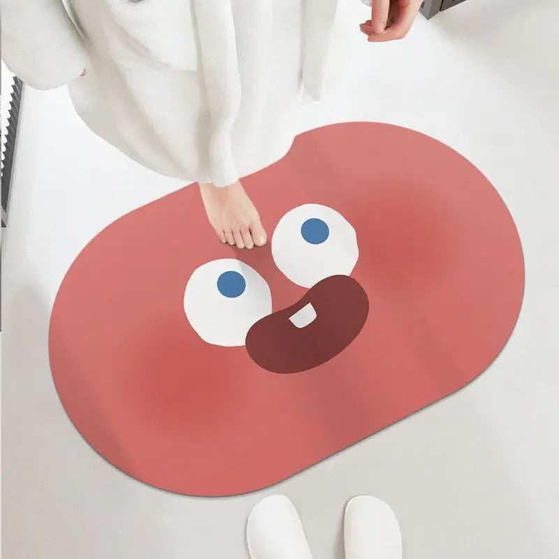 Cartoon Expression Diatom Mud Bathroom Absorbent Quick-Dry Non-Slip Floor Mat