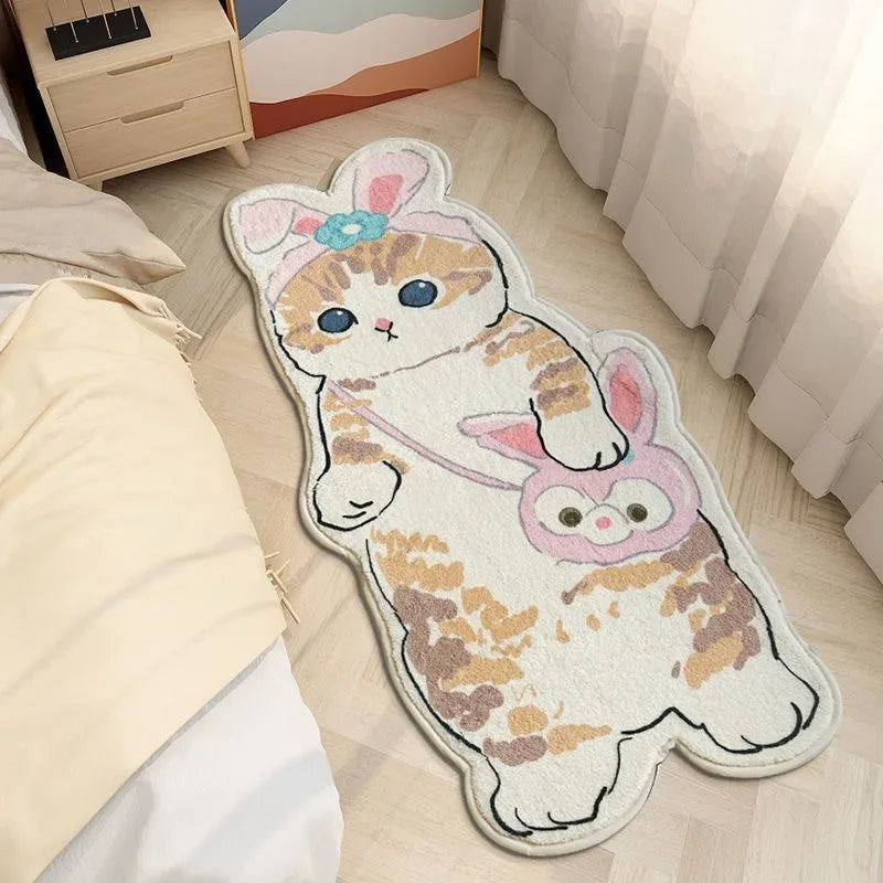Cartoon Cute Cat Floor Mat Soft Absorbent Bedroom Living Room Bedside Carpet MS22 YJ