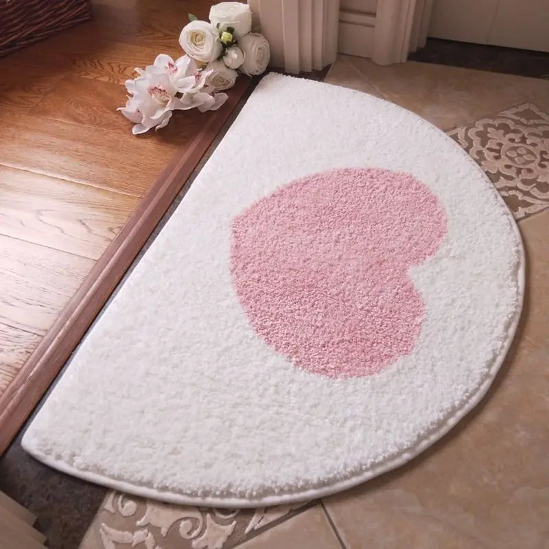 Pink semicircle cashmere-style absorbent mat