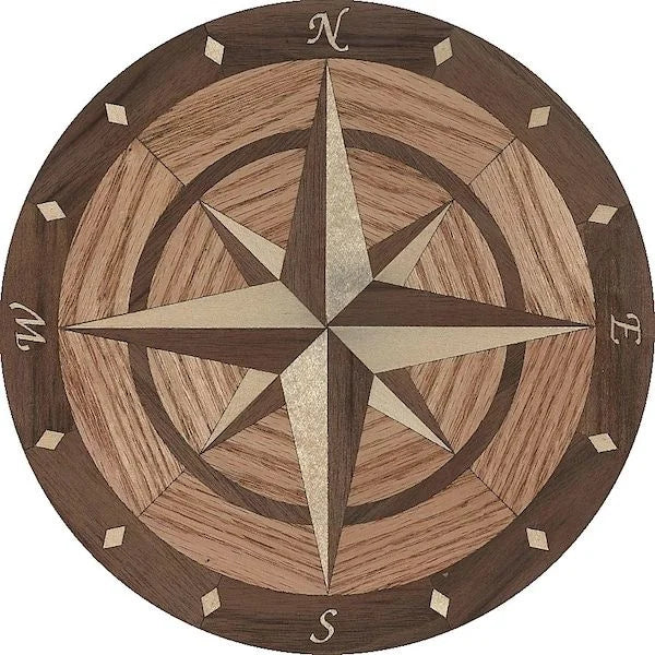 Compass Round Medallion Non-Slip Area Rug