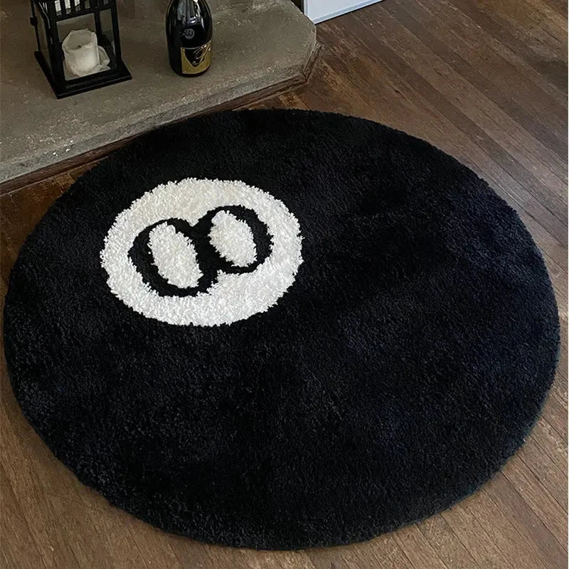 VIKAMA Halloween 8-Ball Rug Round Horror Decor Home