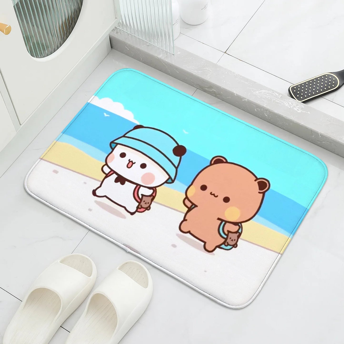 Bubu & Dudu Cartoon Welcome Mat Cute Non-Slip Entrance Rug Balcony Bathroom Bedroom Floor Carpet Home Decor