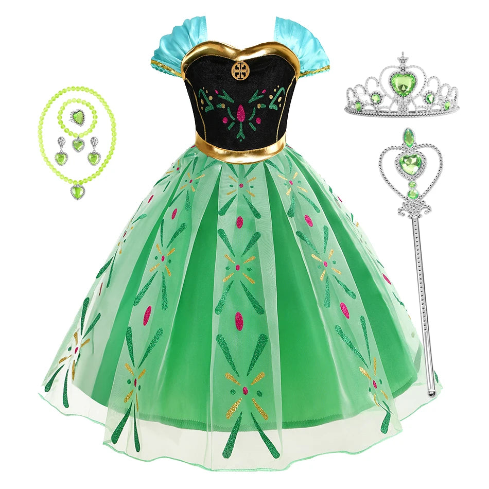 Disney Frozen Elsa Anna Princess Costume Dress For Girls