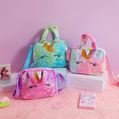 Unicorn Tie Dye Plush Crossbody Bag