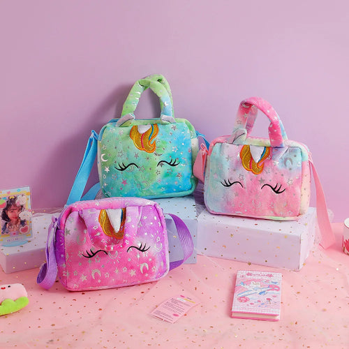 Unicorn Tie Dye Plush Crossbody Bag