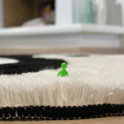 LAKEA Yin Yang Fluffy Round Black White Rug