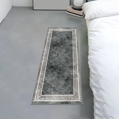 Black & gray marble runner rug for hallway kitchen living room decor