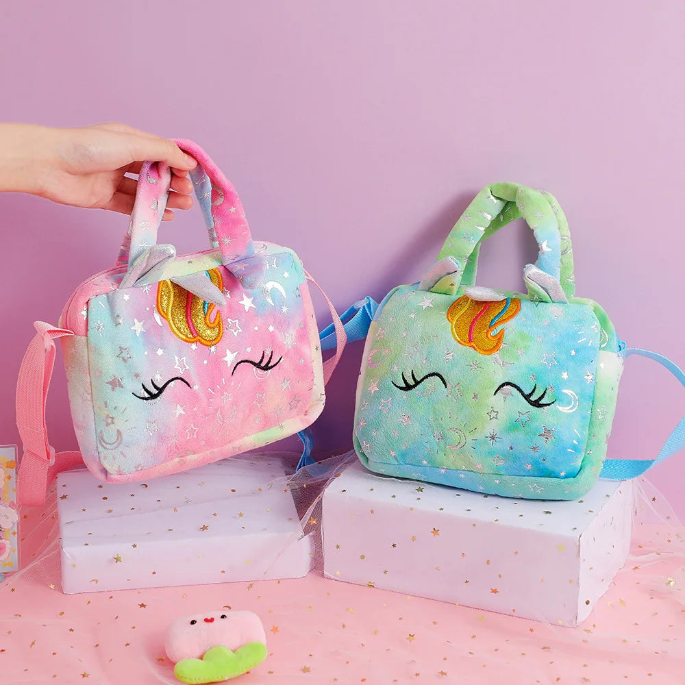 Unicorn Tie Dye Plush Crossbody Bag