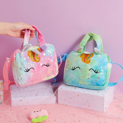 Unicorn Tie Dye Plush Crossbody Bag
