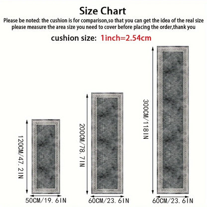 Black & gray marble runner rug for hallway kitchen living room decor