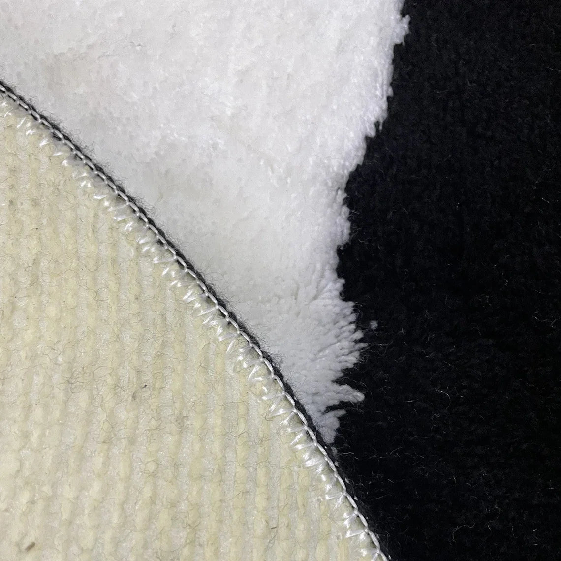 LAKEA Yin Yang Fluffy Round Black White Rug