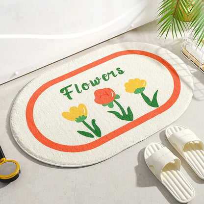 Small Fresh Floral Absorbent Non-Slip Floor Mat