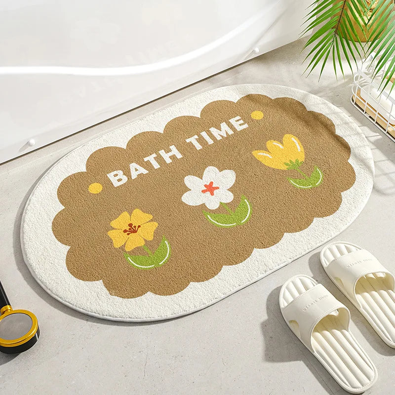 Small Fresh Floral Absorbent Non-Slip Floor Mat