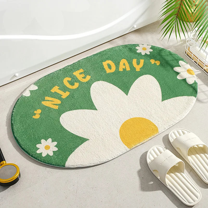 Small Fresh Floral Absorbent Non-Slip Floor Mat