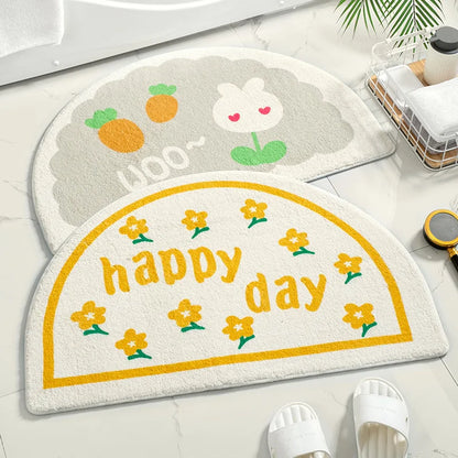 Soft Floral Absorbent Non-Slip Floor Mat